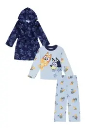 NWT Little Boys 3-Piece Super Soft Hooded Robe & Pajama Set BLUEY size 8 Medium