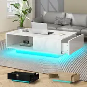 ALFORDSON Coffee Table LED RGB Light Modern Glossy Desk Storage Drawer Shelf