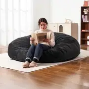 Round Bean Bag Chair with Removable & Washable Cover for Giant Black1829 x 1829 x 508 mm