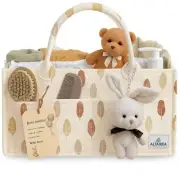 Diaper Caddy Organizer with Plush Toy – Portable Nursery Storage Basket for D...