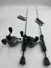 Two 13 FISHING Freefall Ghost Stealth Ice Combo 27" L Black Left Hand Retriever