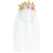 Floral Gold Metal Bride To Be Headband With Veil