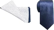 2pc Jeff Banks Stylish Modern Tie And Pocket Square Navy
