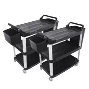 SOGA 2x 3 Tier Food Trolley Food Waste Cart With Two Bins Storage Kitchen Small