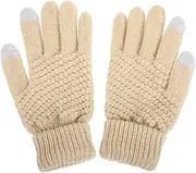 [BESTYASH] 1 Pair Winter Riding Gloves for Women Warm Touchscreen Knit Gloves Thicken Lining and Flower Embroidery