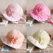 Baby Toddler Infant Girl Hollow Out Lace Bowknot Bucket for Sun Hat Adjustab