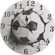 YARNOW Football Wall Clock Silent Non Ticking Decorative Design for Bedroom Living Office Unique Industrial Style Timepiece for Home Decor