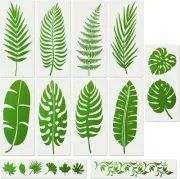11Pieces Large Leaf Stencil 12"x6", Palm Fern Stencils for Painting on...