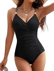 [Blooming Jelly] Women One Piece Swimsuits Tummy Control Bikini Modest Bathing Suit Gold Metal Tie Knot Swim Suits 2025