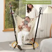Hammock Cotton Swing Camping Hanging Rope Chair Adjustable White Outdoor Patio