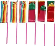 Happyyami 6pcs Rhythmic Gymnastics Dance Ribbons for Streamers Handles for Artistic Dancing Training and Performance Movement and Coordination