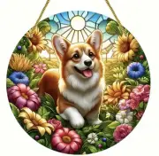 CORGI ROUND ACRYLIC PAINTED WINDOW SUN CATCHER / WALL DECORATION No.11