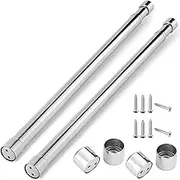2Pcs Wardrobe Rail Extendable Clothing Hanging Rail 56cm-100cm Stainless Steel Clothes Rod with End Sockets Screws Heavy Duty Adjustable Closet Rail Pole for Closet Cupboard (Silver, 2pcs)