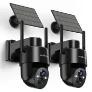 2Pack 2K HD Solar Security Cameras Wireless Outdoor, 360° PTZ View Outdoor Ca...