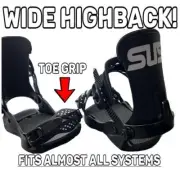 NEW Team SUS Pro Men's Snowboard Bindings - Black HIGHBACK WIDE STRAPS!! Medium