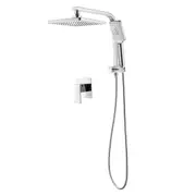 Bathroom WELS 8" Rain Shower Head Set With Mixer Handheld Spray Wall Mounted Square Chrome