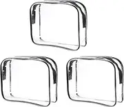 [Generic] Clear Toiletry Bag, 3 Packs TSA Approved Water Resistant Quart Size Travel Organizer, Travel Makeup Cosmetic Bag for Women Men, Carry on Airport Airline Compliant Bag (Black)