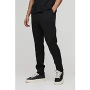 Mens Black Slim Tapered Bonded Scuba Joggers