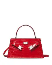 Tory Burch Lee Radziwill Croc Mini Top Handle Bag