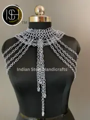 Chainmail shoulder, Small chain layers, neck piece, Cosplay, Sca, Larp Armor.