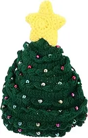 [HAMPPLIES] Fuzzy Beanies Christmas Hat Winter Hats Bulk Adult Topper Festival Warm Knitting Xmas Party Knitted Conical Tree Decoration Man Has Women's Hats & Caps Christmas Decor Yarn