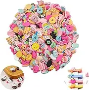 300pcs Assorted Slime Charms, Cute Candy Sweet Fruits Donut Charms Ornaments, Flatback Resin Cabochons for Craft Ornament Scrapbooking DIY Crafts Beads Making Supplies Easter Egg Fillers(Random Style)