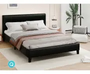 ALFORDSON Bed Frame Queen Size Base Platform Leather Black