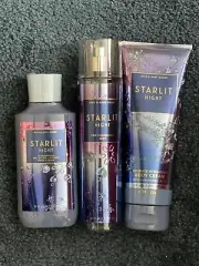 BATH & BODY WORKS X3 Pc Set STARLIT NIGHT Body Mist, Body Lotion, & Cream NEW