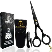 5" Professional Mustache & Beard Scissors With 1 Beard, 1 Mustache Comb & Tra...