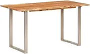 vidaXL Acacia Wood Dining Table - Industrial Decor - Solid Wood with Powder-Coated Iron Legs - Unique Live Edge Design - 140x70 cm