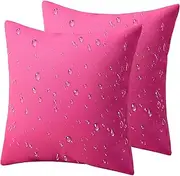 Phantoscope Pack of 2 Premium Dual Usage Outdoor Pillow Inserts, Waterproof Throw Pillows No Cover Needed, Colorful Decorative Couch Sham Cushion Stuffer Patio Couch Tent, Pink 18 x 18 Inches