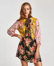 ZARA floral patchwork dress