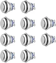 E Support 10 X Car Motor Raised Top High 19mm Momentary Stainless Metal Push Button Switch 3A/250V 2Pin