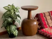 Side table Wine Glass shaped Acacia wood Corner drinks Table, fruit bowl, plant stand -48 cm height