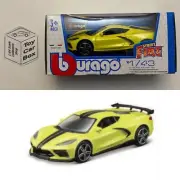 BBURAGO 1/43 - 2020 Corvette Stingray Coupe (Yellow - Street Fire - Boxed) E78