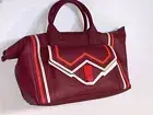 BCBGENERATION Satchel Shoulder Bag Burgundy Retro Style Stripe $115
