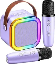Kids Karaoke Machine, Kids Toys Portable Bluetooth Speaker with 2 Wireless Karaoke Microphones, Party Christmas Birthday Gifts Toys for Girls and Boys Ages 4,5,6,7, 8,9,10,11,12+ Years Toddler Purple