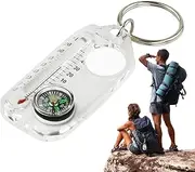 Pocket Survival Compass | Survival Thermometers Compass Keychain | Guiding Compass Thermometers Keyring for Hiking