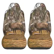 Deer Print Front Seat Cover Only for Women Men Camo Hunting Forest Theme Driver Seat Protectors Vehicle Seat Set of 2