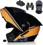 Bluetooth Full Face Motorcycle Helmet DOT/ECE Approved Full Face Flip Up Anti-Fog Double Sun Visor Helmet with Microphone for Adults