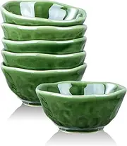 vicrays Ceramic Small Dessert Bowls Set - 10 oz, Set of 6, Microwave, Oven and Dishwasher Safe, for Rice, Ice Cream, Soup, Snacks, Cereal, Chili, Side Dishes etc, Kitchen Bowls Set(Green)