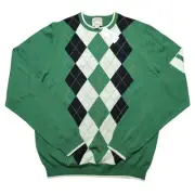 NWT Brooks Brothers Sweater Mens M Wool Blend Argyle Stripe Kelly Green Preppy