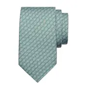 Printed silk tie One size Green