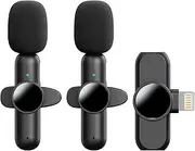 Lancoon 2 Pack Wireless Lavalier Microphone Suitable for iPhone iPad iOS Small Mic with 65ft Transmission Plug and Play for Video Recording TikTok YouTube Facebook (iOS)