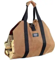 Firewood Carrier Log Tote Bag, Waxed Canvas Wood Carrying Holder Bag for Fire...