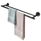 ACA 755mm Wall Mounted Double Round Towel Rail Rack Holder Stainless Steel Black