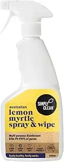 SimplyClean Lemon Myrtle Spray & Wipe - Natural Multi-Purpose Cleaner with Australian Lemon Myrtle Essential Oil - Kitchen and Bathroom Surface Cleaner - Ammonia Free - All Purpose Spray - 500ml