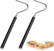 Lezevn 2Pcs Extensible Stainless Steel Snake Hook Retractable Reptile Hook Catcher Controlling Moving Hook Stick for Catching Handling Small Snake