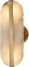 Renter Friendly Lighting, Modern Marble Wall Sconce, Gold Alabaster Glass Vanity Light, Linear Wall Lamp for Bedroom, Bathroom, Living Room, Hotels, Corridor, Porch, Farmhouse Decor