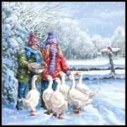 Children's Geese 2 - Counted Cross Stitch Patterns - Color & BW Symbols